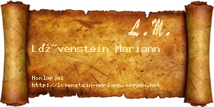 Lövenstein Mariann névjegykártya
